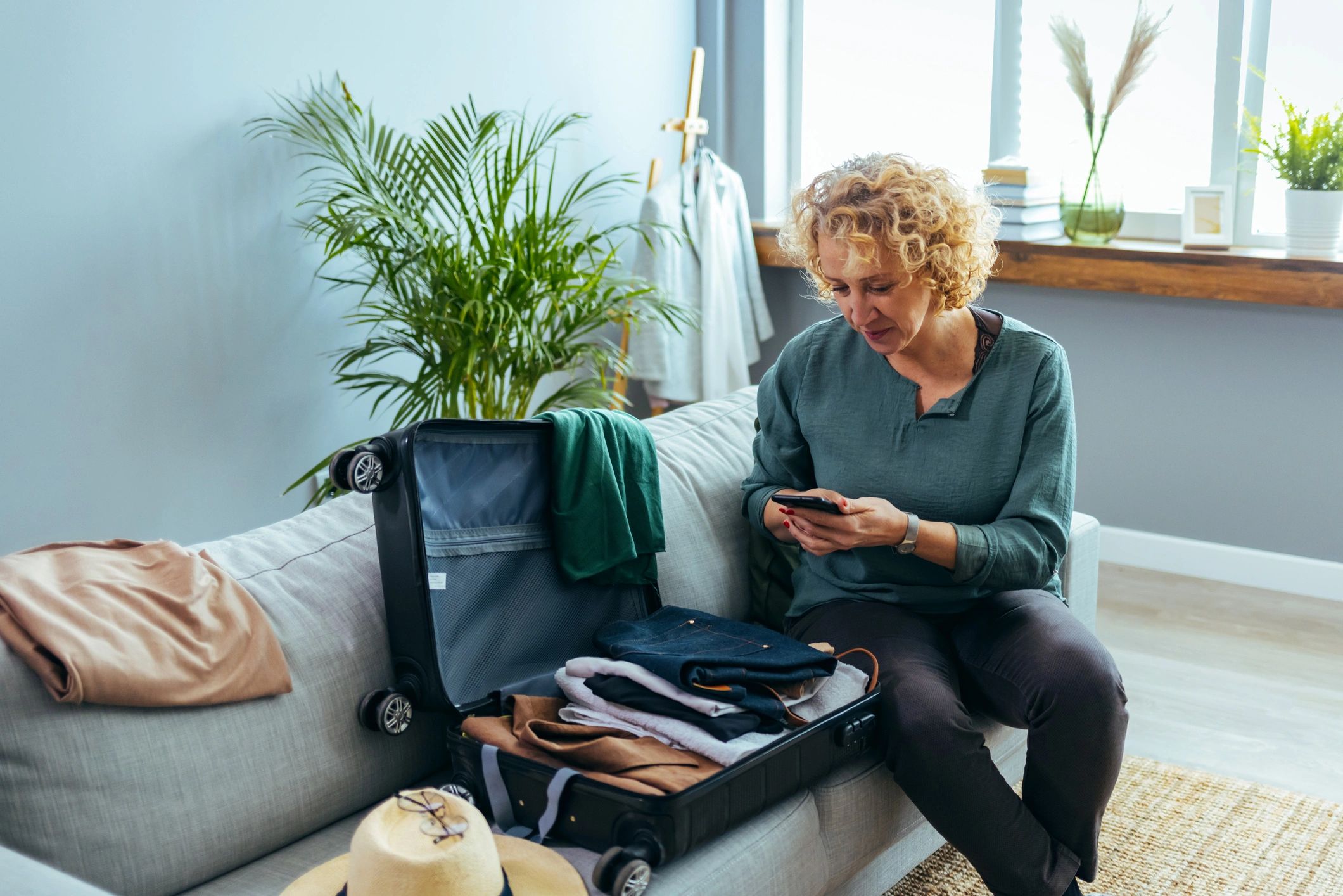 Traveler planning and packing for a trip