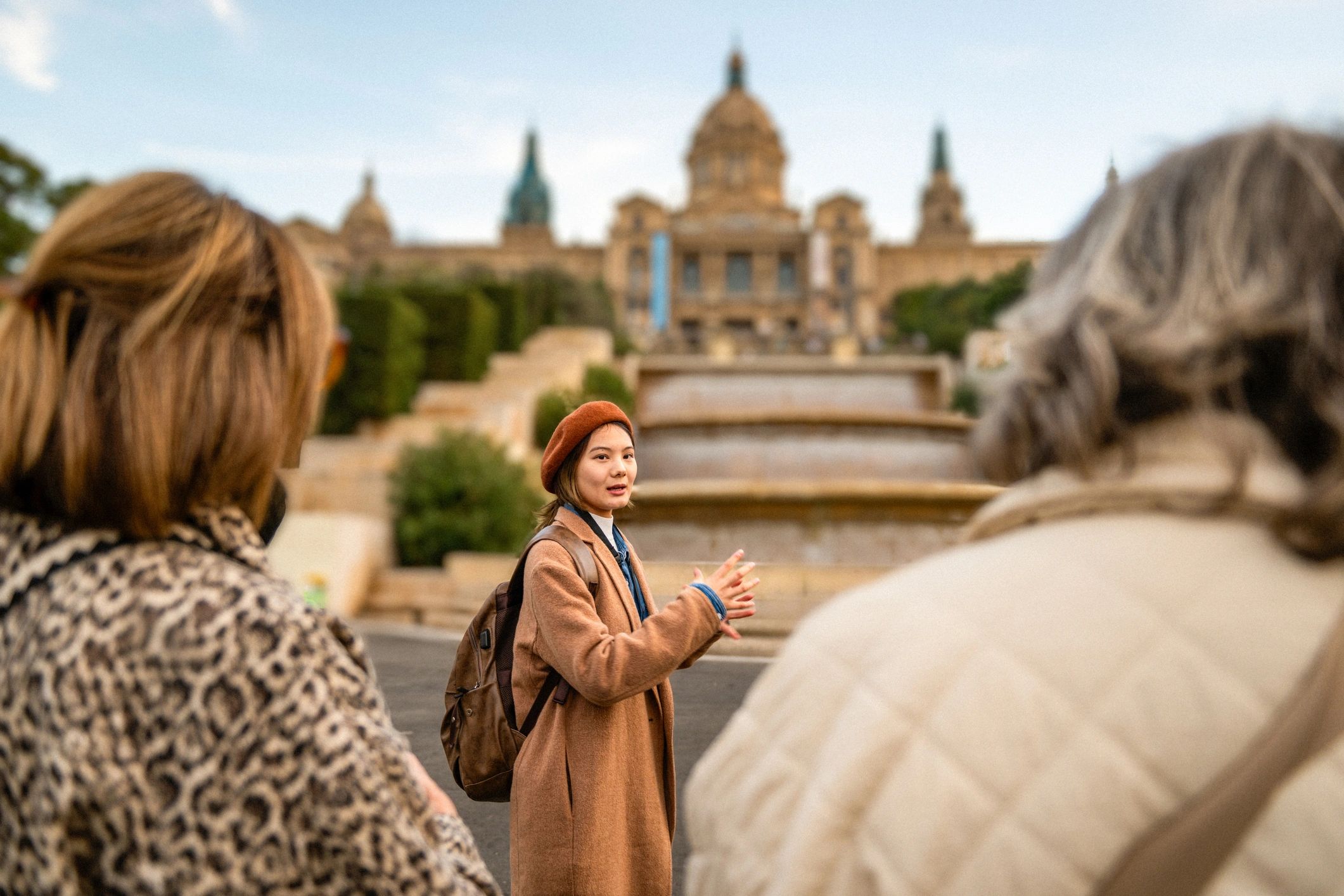 Tour guide leading a group at a historic site