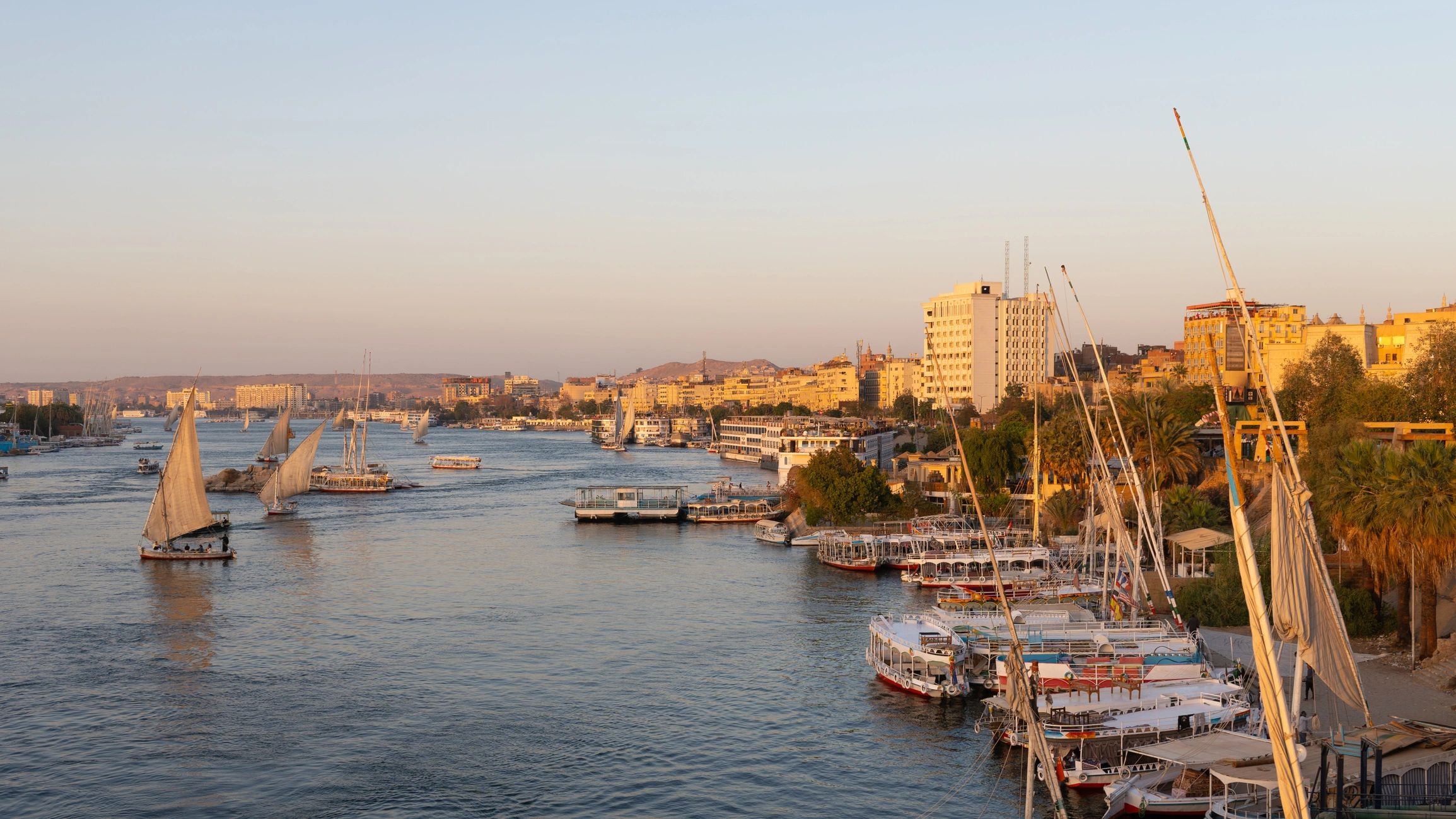 Sailing boats on the Nile near Aswan